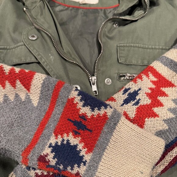 Thread & Supply Womens Hooded Jacket --Military Army Green Aztec --Size Small - Picture 3 of 5